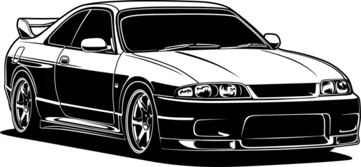 Poster Black and white car vector illustration for conceptual design © Aswin