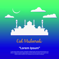 "Eid mubarak" muslim party fastng holiday. Hand-drawn sketch illustration. Eps10 vector.