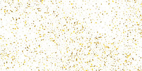 Fototapeta na wymiar Golden glitter confetti on a white background. Illustration of a drop of shiny particles. Decorative element. Luxury background for your design, cards, invitations, gift, vip.