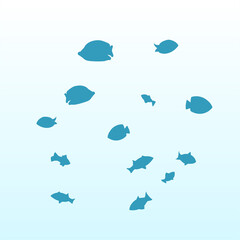 Set of fishes. Underwater sea life 