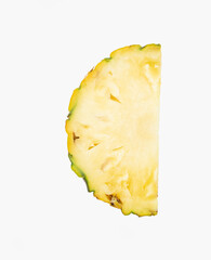 close up, pineapple slice design on white background, top view