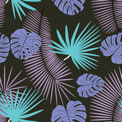 Abstract background of leaves. Beautiful seamless paper art illustration with colorful tropical palm leaves background. Leaf pattern. Natural flower pattern.