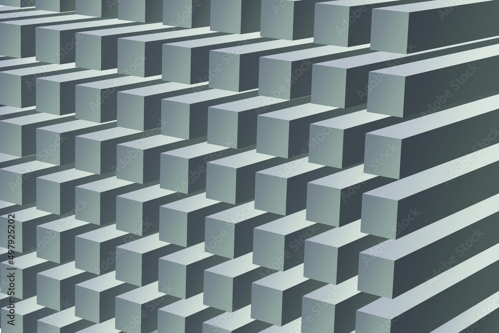 Poster 3d rendering extruded cubes vector illustration. 3d cubes background illustration. row with geometri