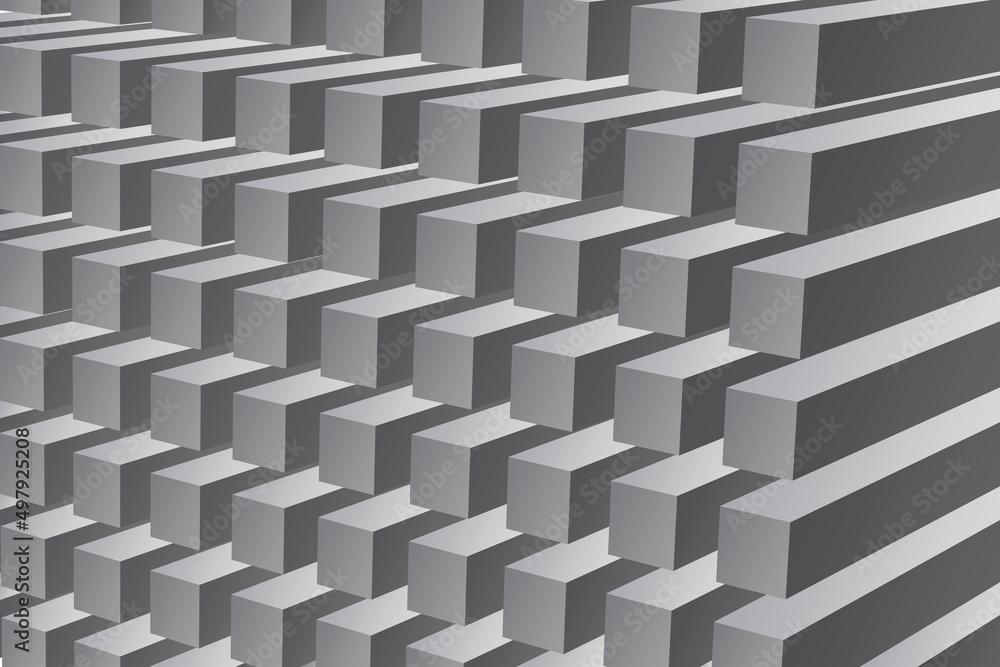 Aufkleber 3d rendering extruded cubes illustration. 3d cubes background illustration. row with geometric extru