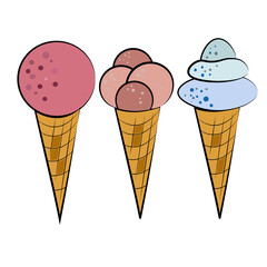 Ice cream. Isolated objects on a white background. Creamy, chocolate, berry ice cream