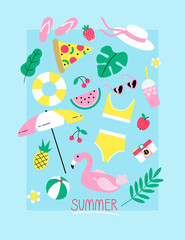 Trendy vector illustration. Cute summer card