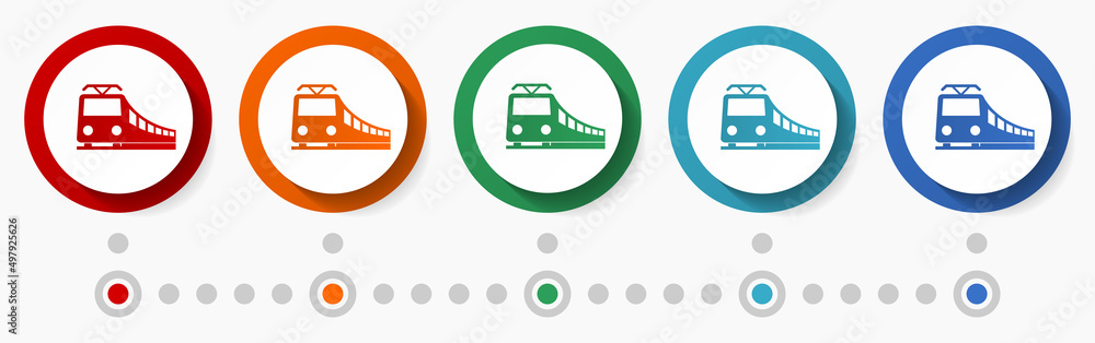 Poster subway, metro, public transport concept vector icon set, infographic template, flat design colorful 