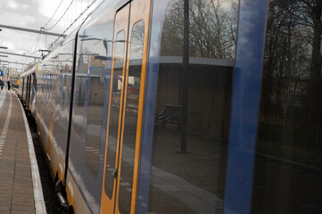 Side View Train At The Train Station At Diemen The Netherlands 23-2-2022