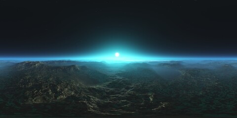 alien landscape. HDRI . equidistant projection. Spherical panorama. panorama 360. environment map, 3d rendering