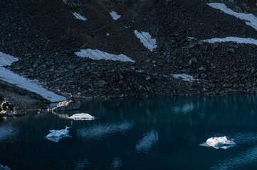 Alpine lake among the rocks, Arhyz, Russia