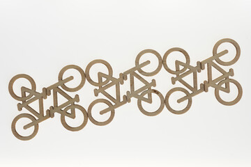 bicycle wooden shape on a white background