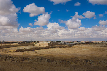 Panoramic View to the Oasis Siwa with Green Palm Trees around, Egypt