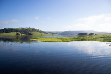 landscape of a dam in brazil located in the state of são paulo