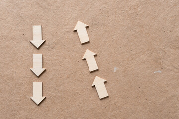 up and down pointing arrows on paper