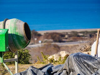 Cement mixer at construction site