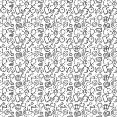 seamless pattern with business set icons. Doodle vector with business icons on white background. Vintage business icons,sweet elements background for your project