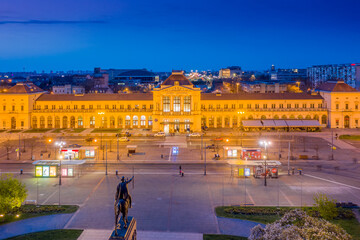 Zagreb by night from above - obrazy, fototapety, plakaty
