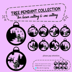 tree pendant collection for laser cutting