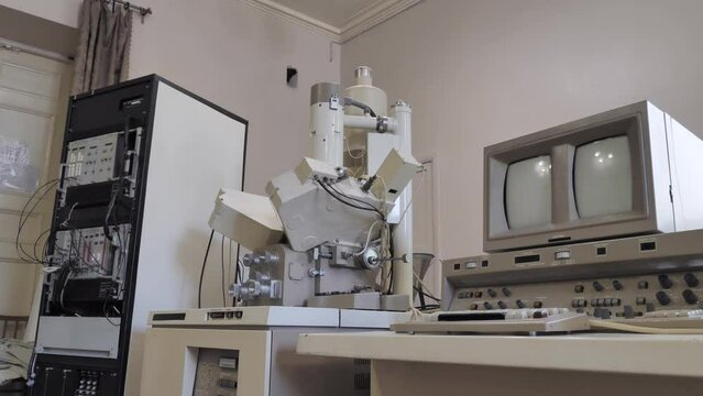 Retro&nbsp;Vintage&nbsp;Computer PC&nbsp;And&nbsp;Other&nbsp;Research&nbsp;Equipment&nbsp;In&nbsp;The&nbsp;lab
