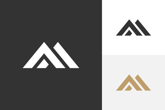 letter m or mountain logo design