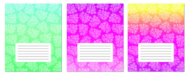 Covers for copybook with curly pattern. A5. Vector illustration.
