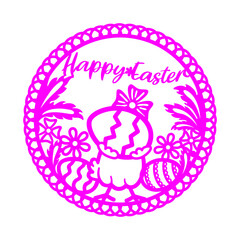 Happy easter. Round holiday template for cutting and sublimation