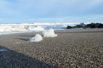 sea foam on beach