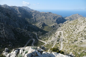 Mallorca Bergstraße Bergpass Serpentinen 