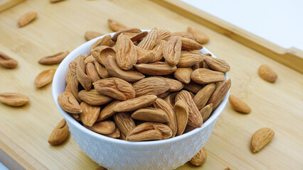 Different Types of Mamra and Afghani Badam. Almond nuts or Badam. Almonds  are rich in fiber,...