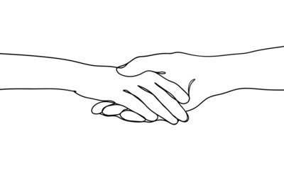 Fototapeta premium minimal line art handshake illustration