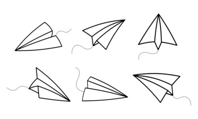 set of hand drawn paper plane illustration