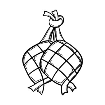 Traditional Ketupat Hand Drawn Doodle Illustration