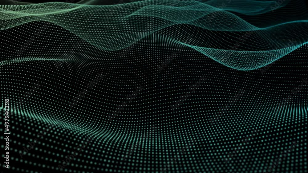 Poster futuristic 3d halftone pattern abstract dotted waves. 4k video stock animation.