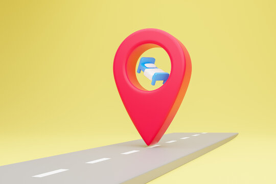 Locator mark or location pin or navigation icon GPS sign concept. 3D rendering.