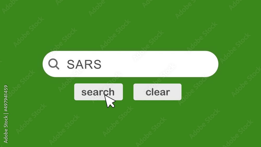 Poster sars search bar with click animation on green background