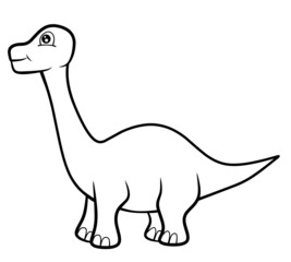 Illustration of Cute green dinosaur cartoon coloring page