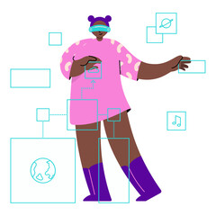 woman works in virtual reality