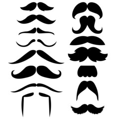 set of different styles of black men's mustache vector illustration eps10