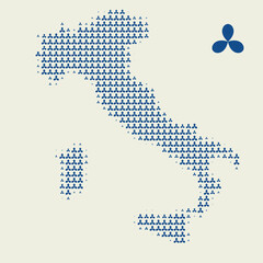 Mappa vettoriale dell'Italia, mosaico di icone a a forma di fiore, editabile, contiene anche versione JPG e SVG