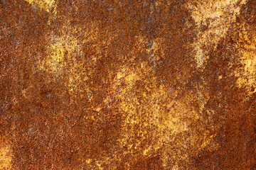 Corroded rusty orange coloured metal sheet pattern, texture and background.Industrial construction concept design.