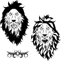 lion head tattoo tribal pack set collection in vector format