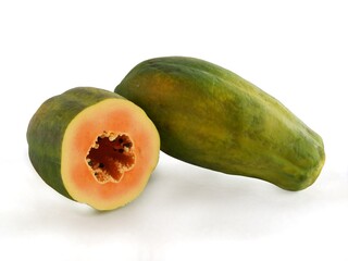 green and yellow fruits of oriental Papaya close up