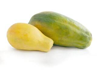 green and yellow fruits of oriental Papaya close up