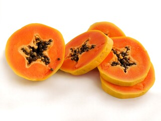 green and yellow fruits of oriental Papaya close up