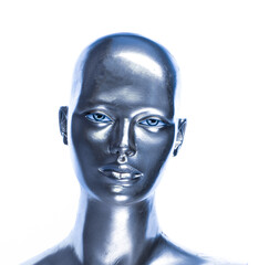 silver mannequin isolated on white background