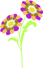 Two flowers on a twig. Vector file for designs.