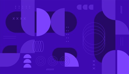 Abstract dark purple background with various shapes vector design 