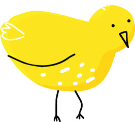 cute simple yellow chick isolated vector hand drawing