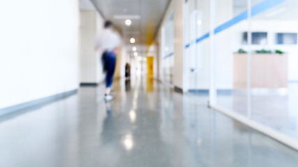 Abstract blurred background of hospital hallway
