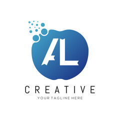  Dots AL letter logo design. AL white color logo.dots blue color design.